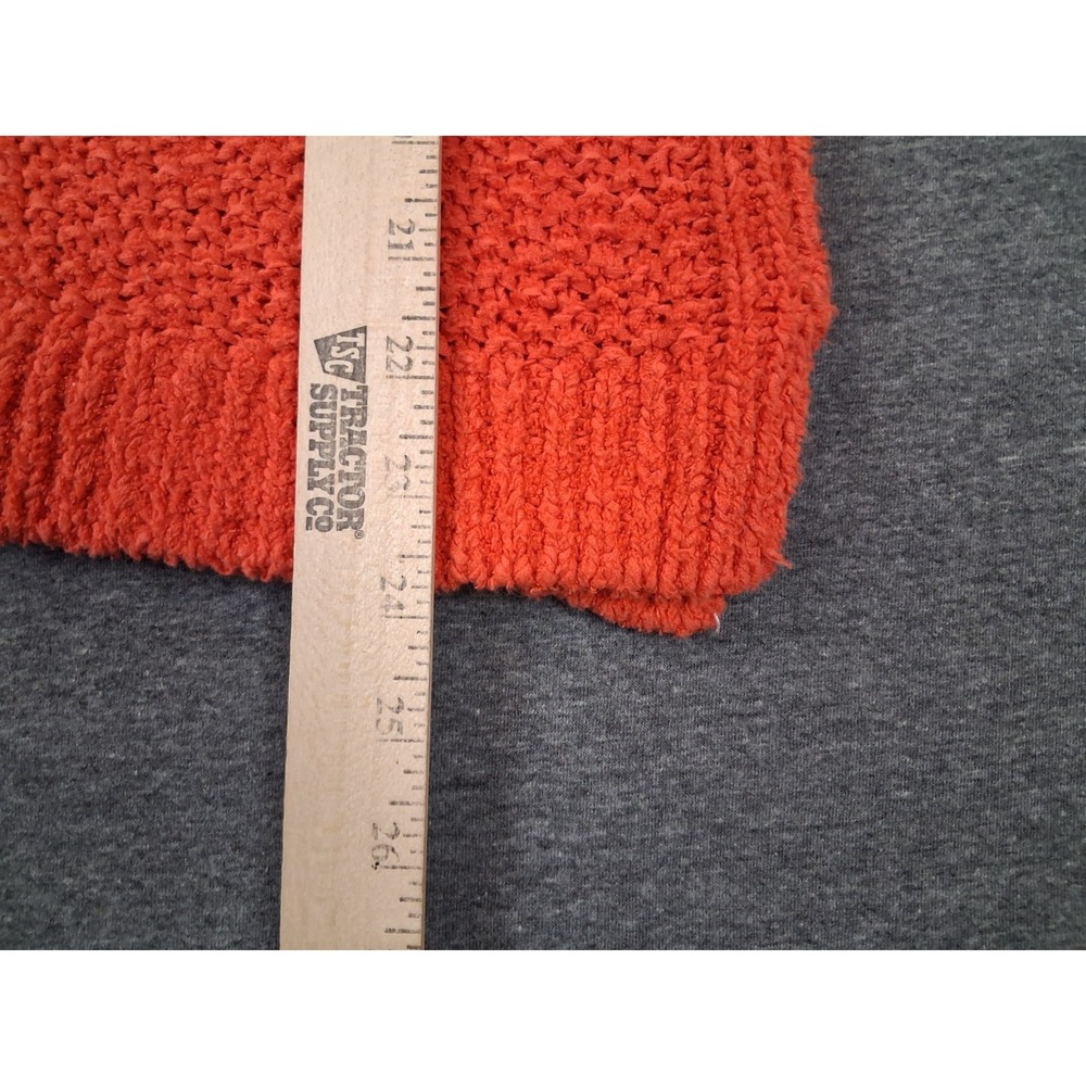 Free People Womens Sweater S Orange Knit Twist Front Crop Oversize 100% Cotton - Picture 6 of 9